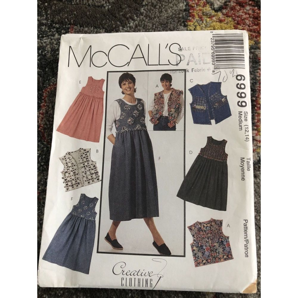 McCall  6999 Uncut Pattern Jumper, Vest Size 12,14 No Instructions